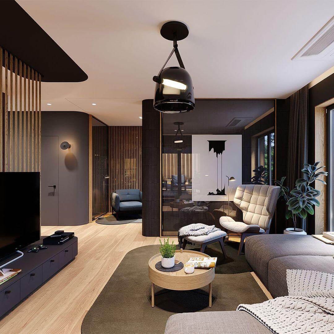 Modern Pendant Lamp with Metal Accents