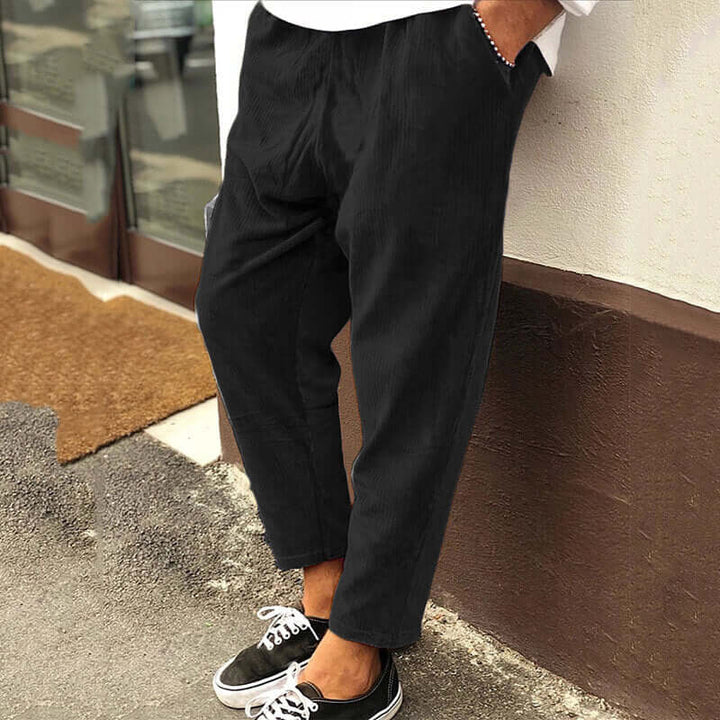 Men's Ribbed Cropped Trousers - Casual Style