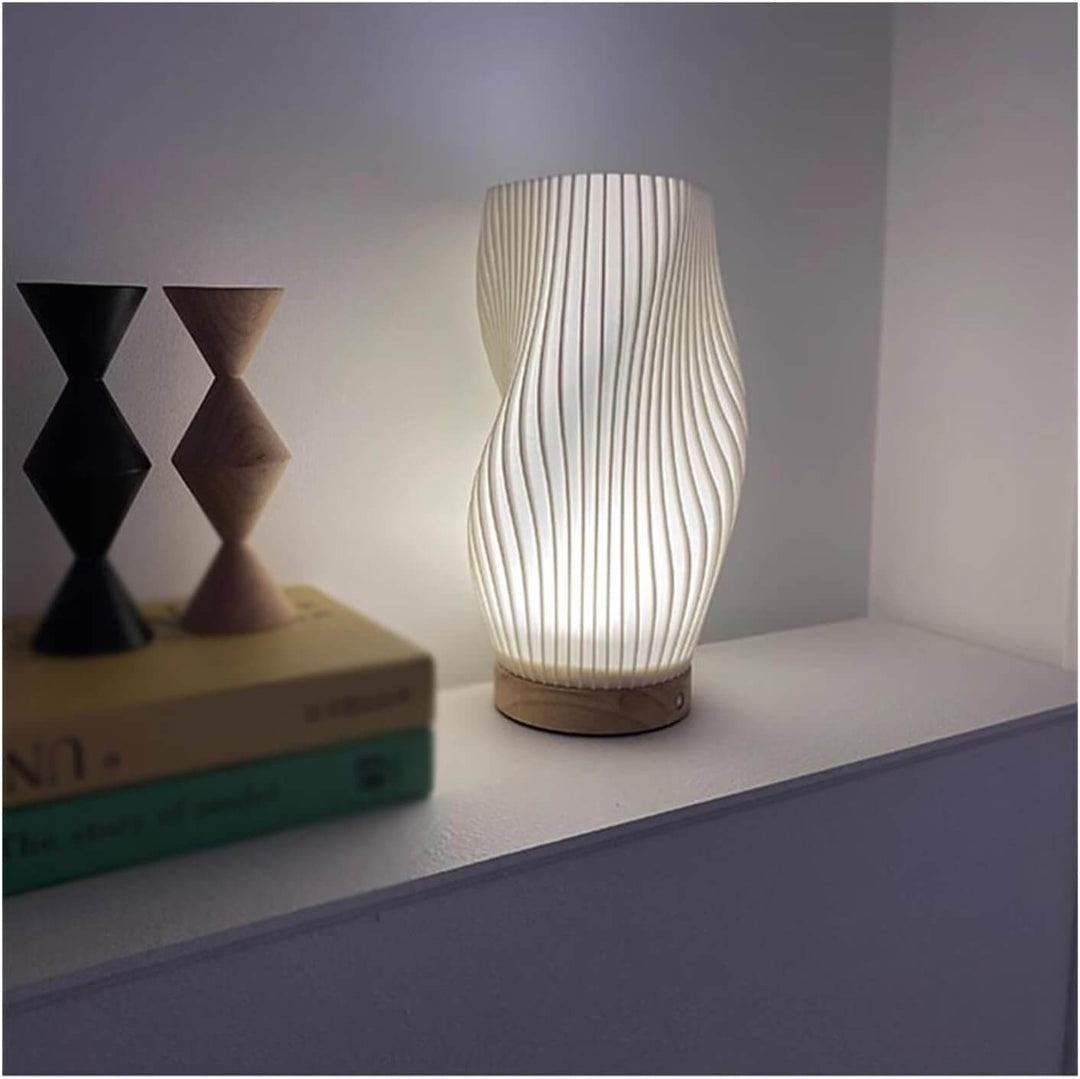 Modern Dimmable USB Desk Lamp with Wave Shade