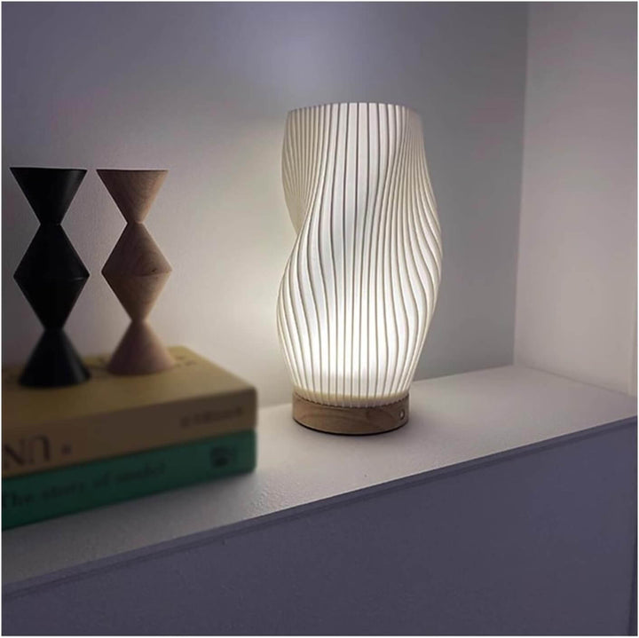 Modern Dimmable USB Desk Lamp with Wave Shade