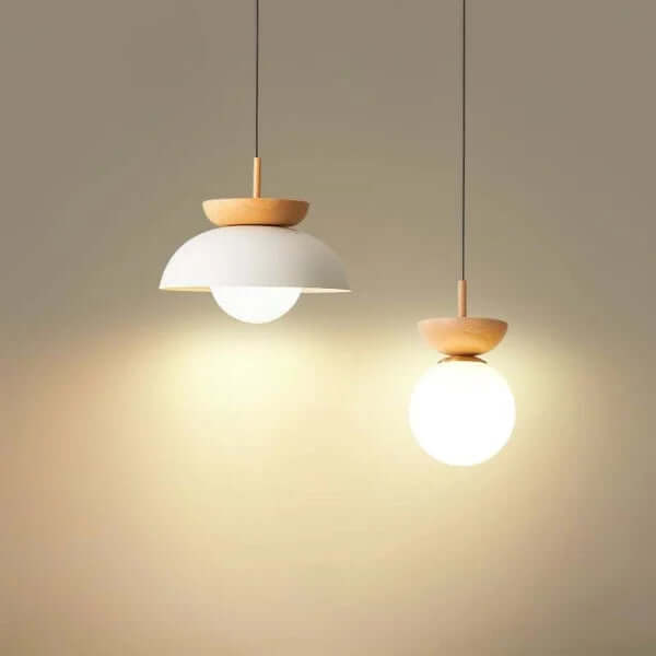 Modern Semi-Wooden Pendant Light