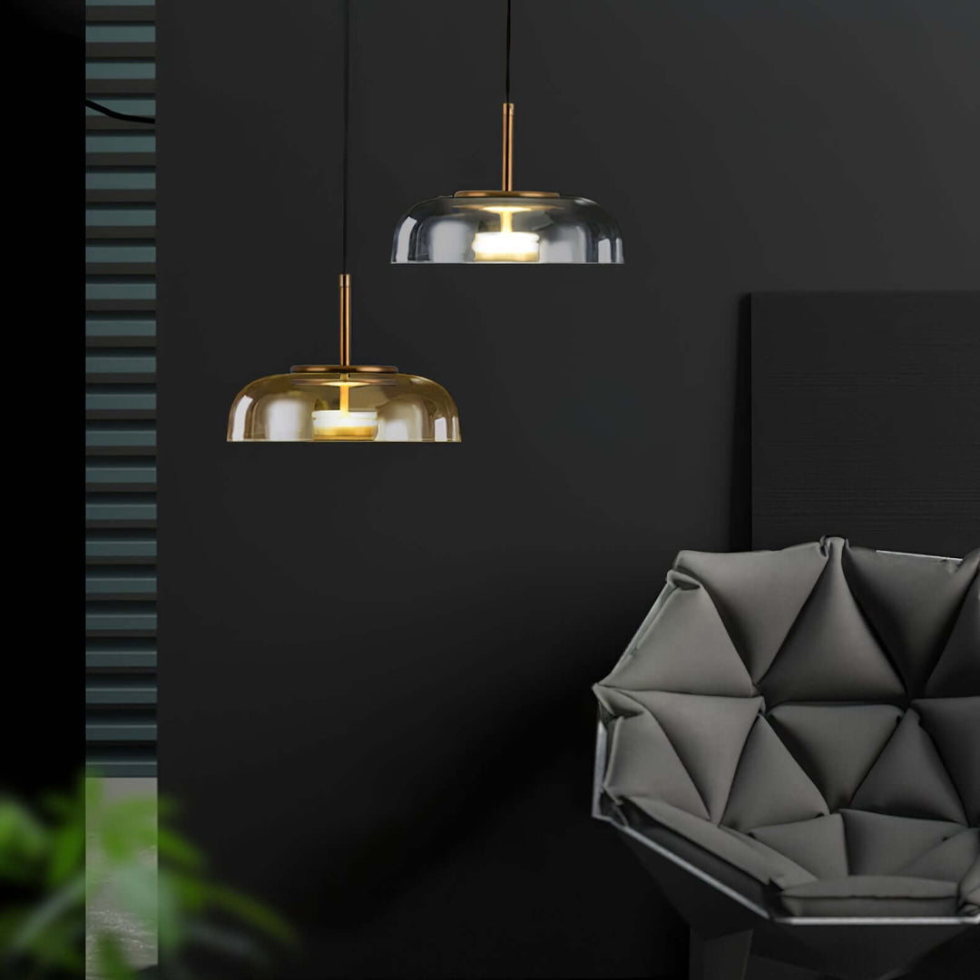Modern Brass & Glass Pendant Light