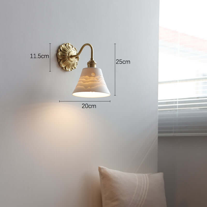Ceramic & Brass Wall Sconce Light Fixture