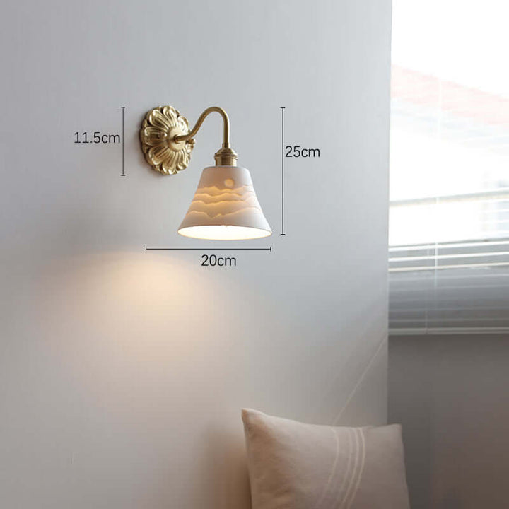 Ceramic & Brass Wall Sconce Light Fixture