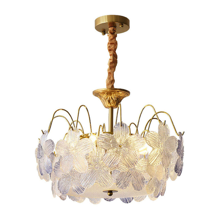 Floral Stained Glass Chandelier for Living Room
