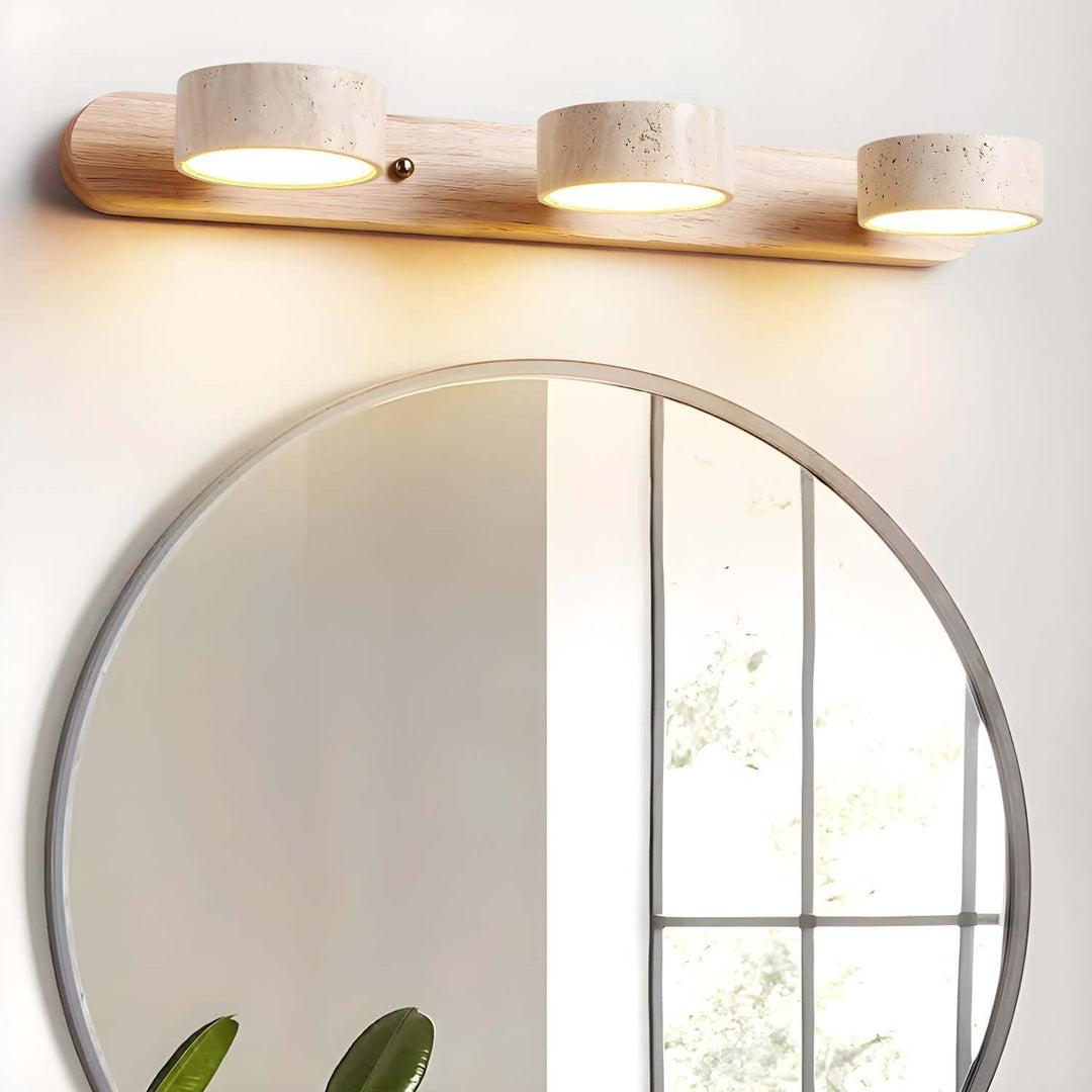 Natural Stone & Wood Wall Light Fixture