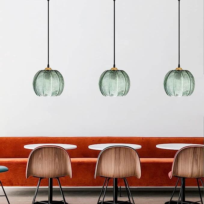 Frosted Glass Pendant Light with Decorative Leaf Pattern