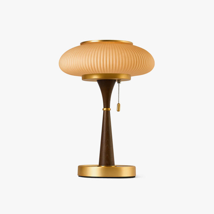 Elegant Mushroom Table Lamp with Wooden Base