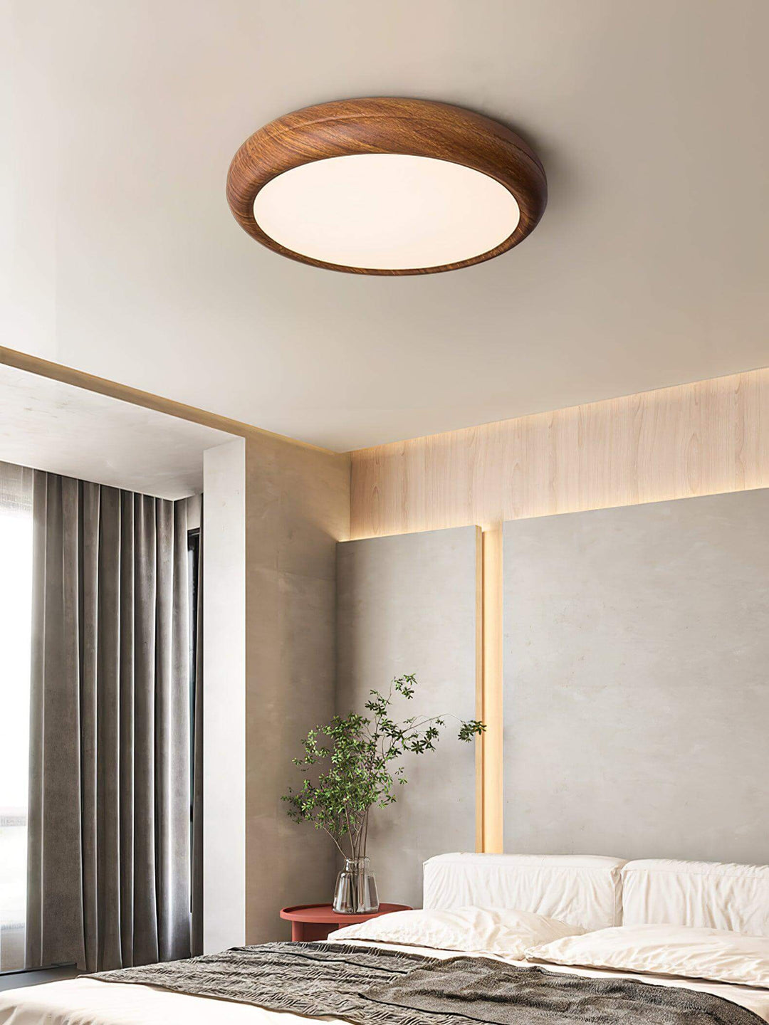 Modern Wood Grain LED Ceiling Light Fixture