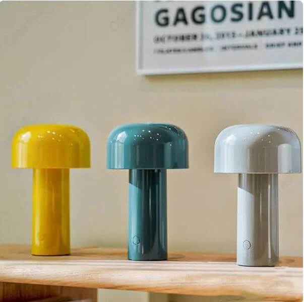 Cordless Mushroom Lamp with 3 Dimming Modes