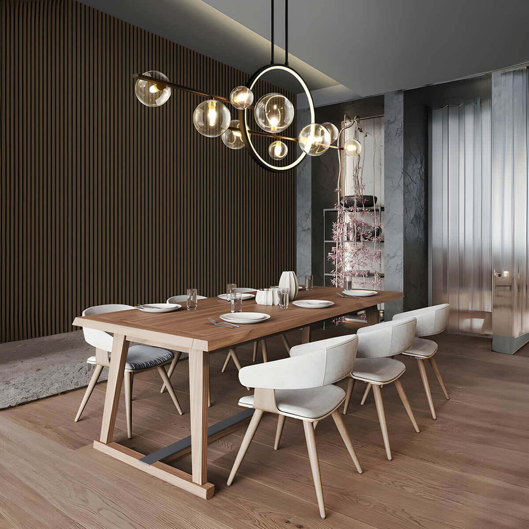 Modern Glass Ball Chandelier, Brushed Nickel Finish