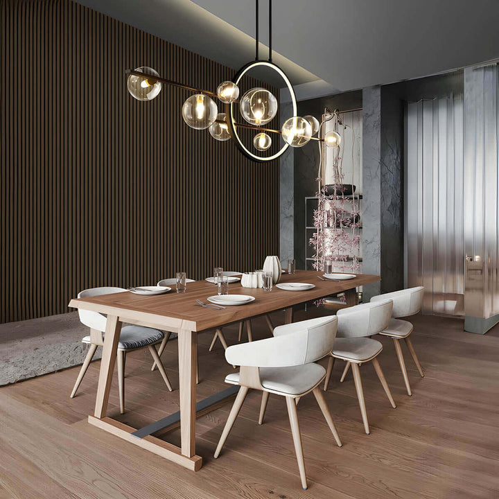 Modern Glass Ball Chandelier, Brushed Nickel Finish
