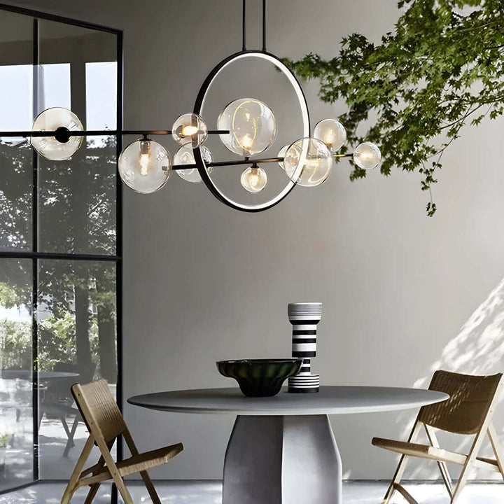 Modern Glass Ball Chandelier, Brushed Nickel Finish