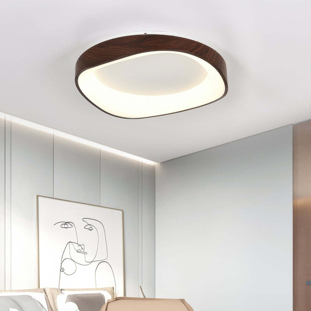 Modern Wood Grain LED Ceiling Light Fixture