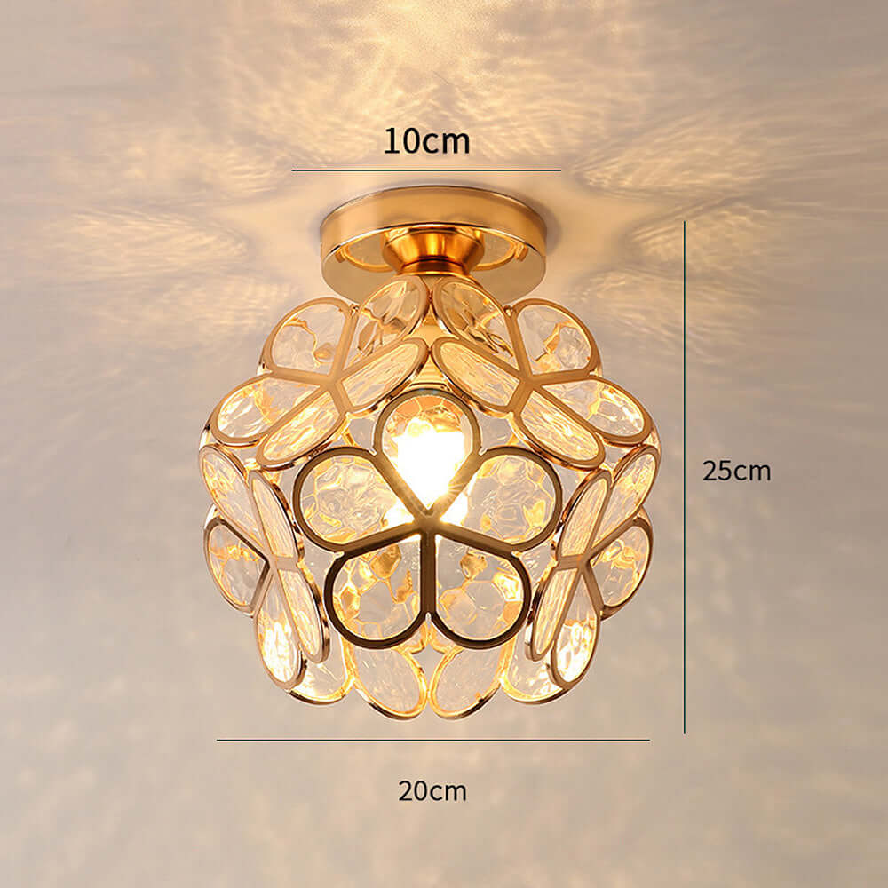 Floral Glass Ceiling Light Fixture for Hallway