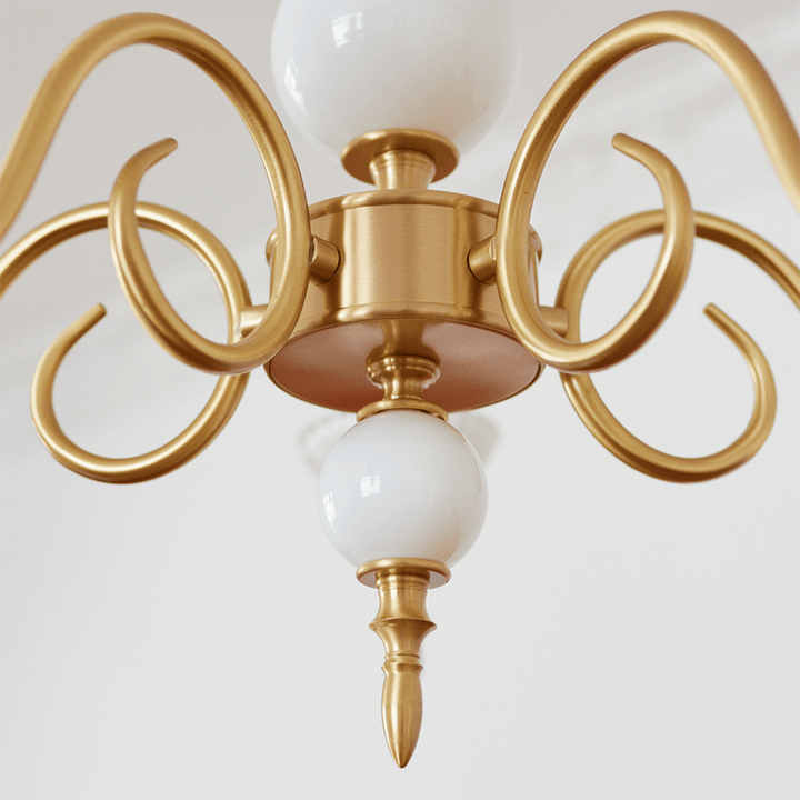 Retro Cream Glass Chandelier 3/5 Lamps