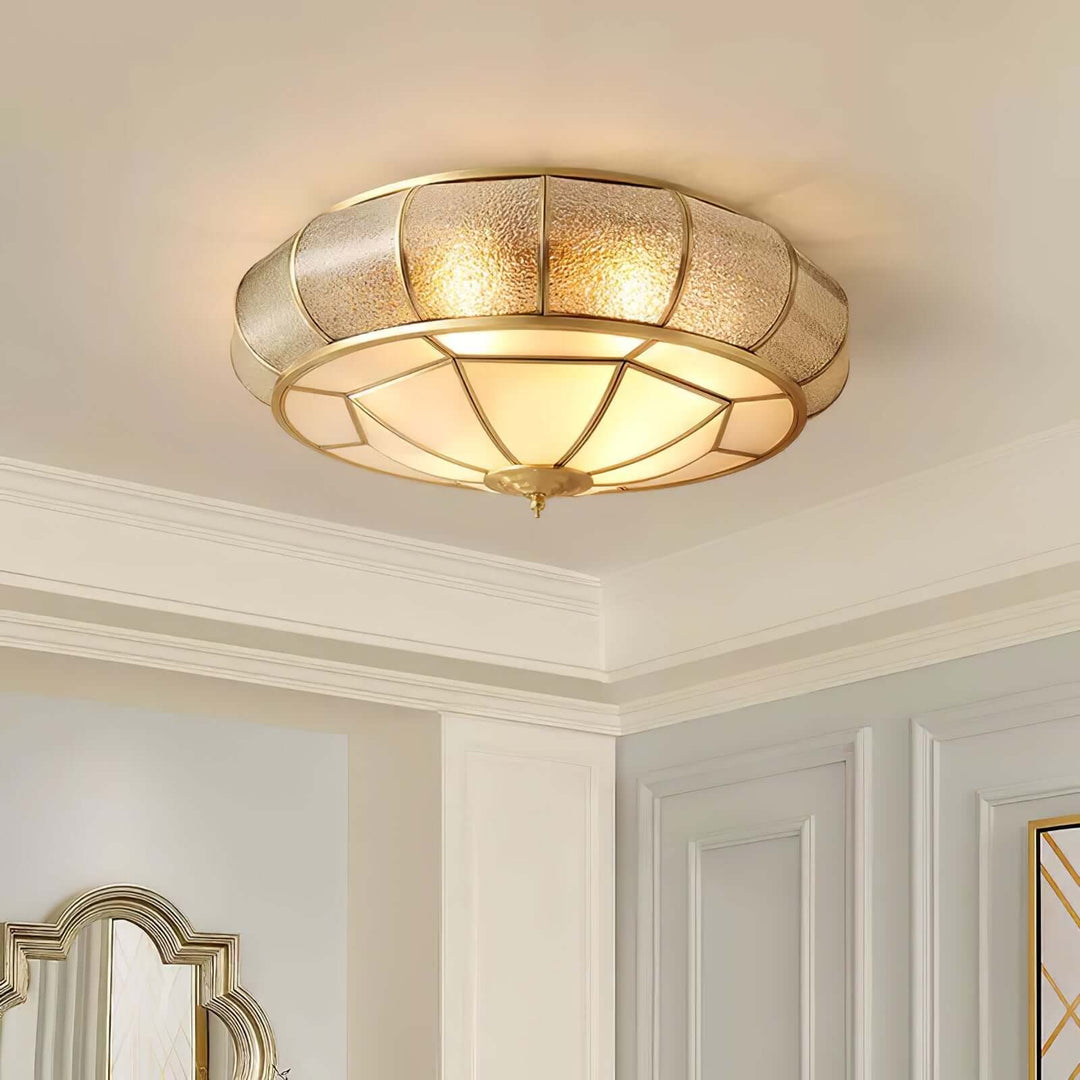 Round Textured Glass Ceiling Light Fixture