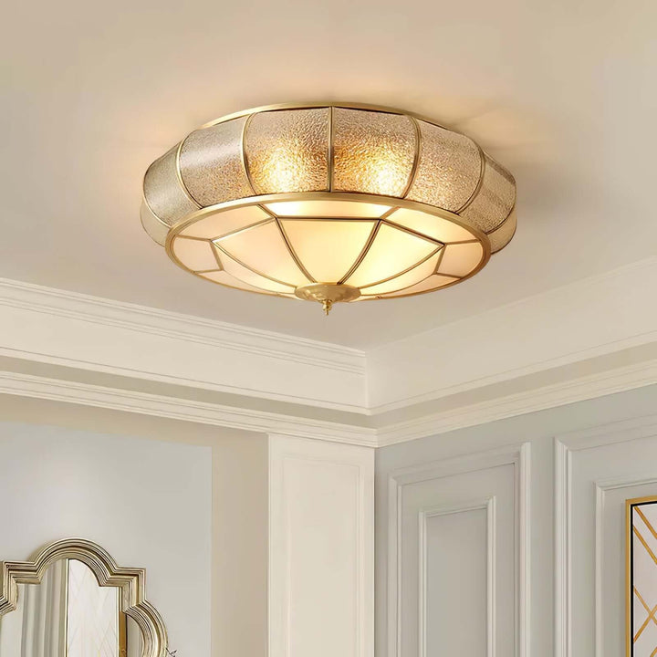 Round Textured Glass Ceiling Light Fixture