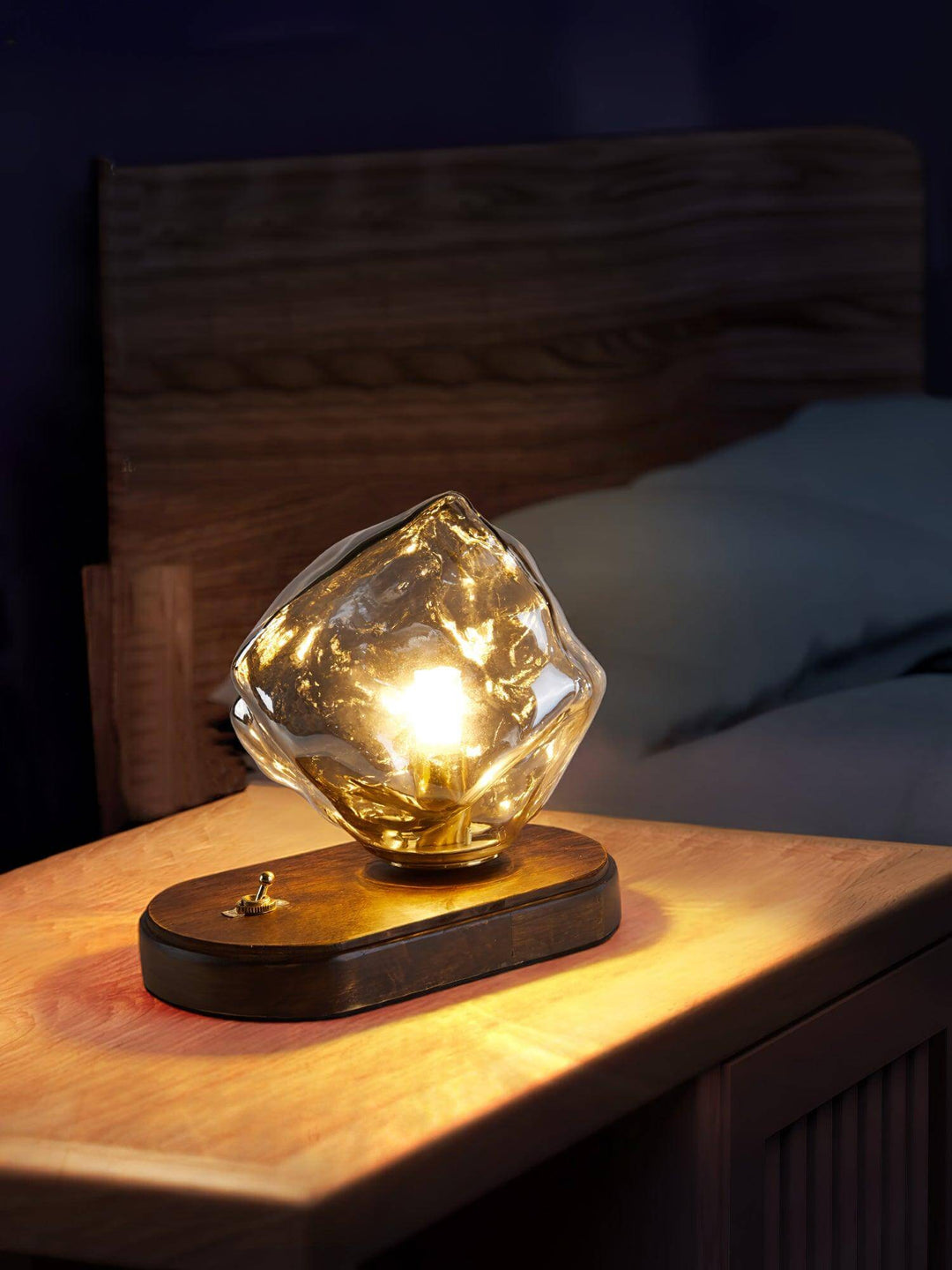 Elegant Glass Table Lamp with Metal Base