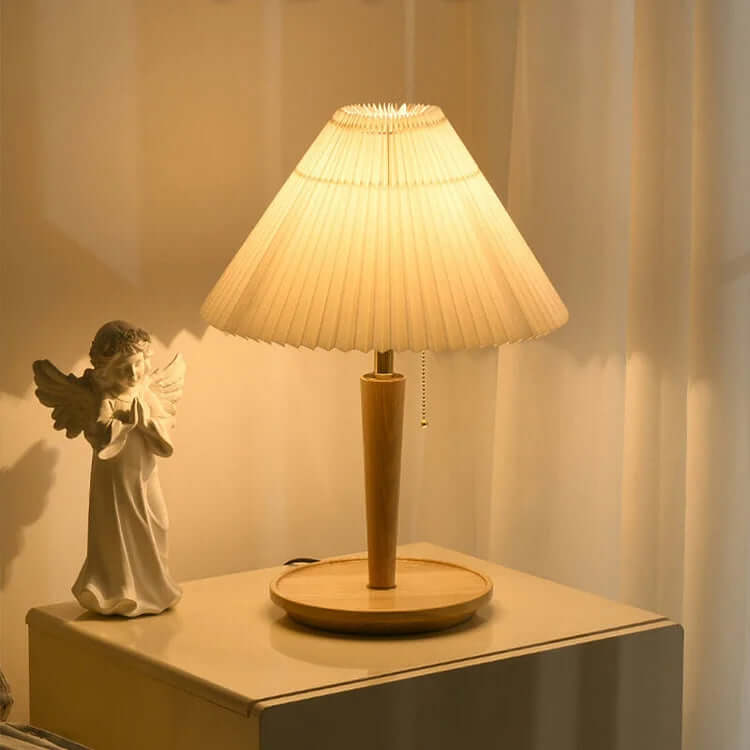 Pleated Wood Table Lamp