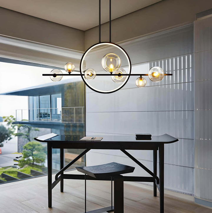 Modern Glass Ball Chandelier, Brushed Nickel Finish