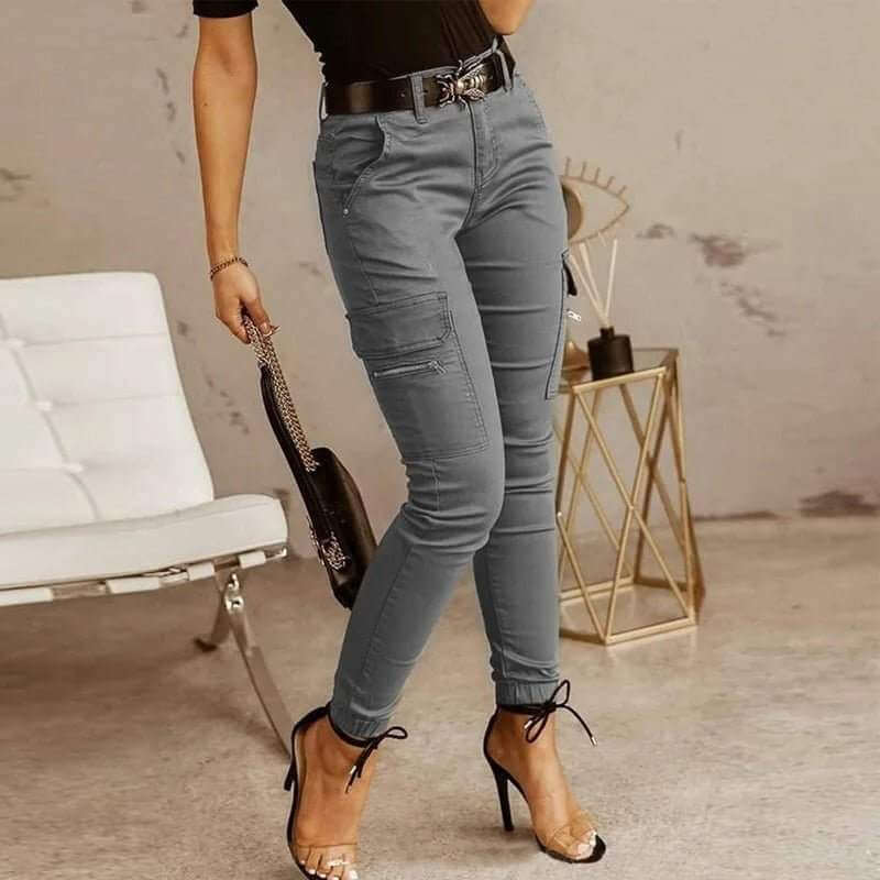 Slim Fit Cargo Trousers with Multiple Pockets