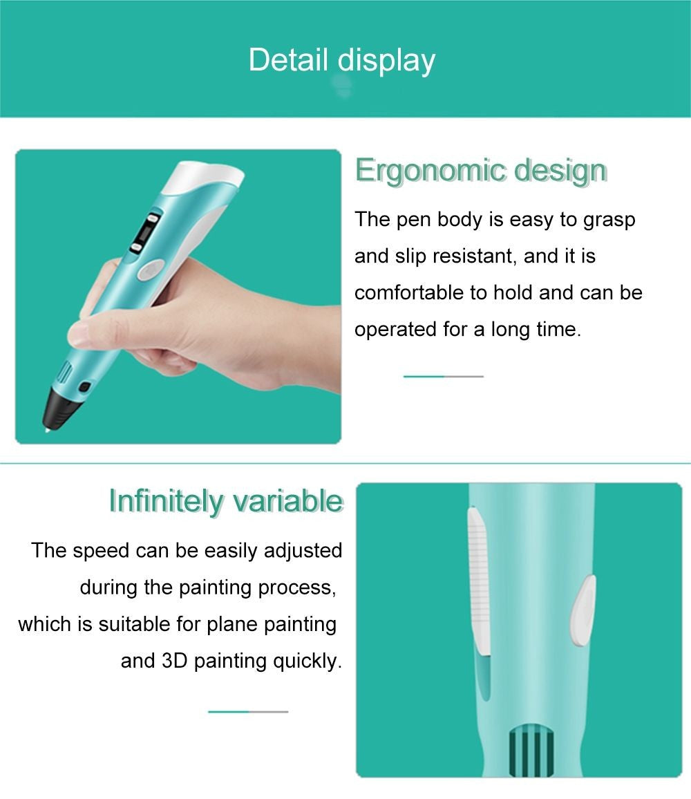 3D Creative Drawing Pen - Adjustable Speed, USB Powered