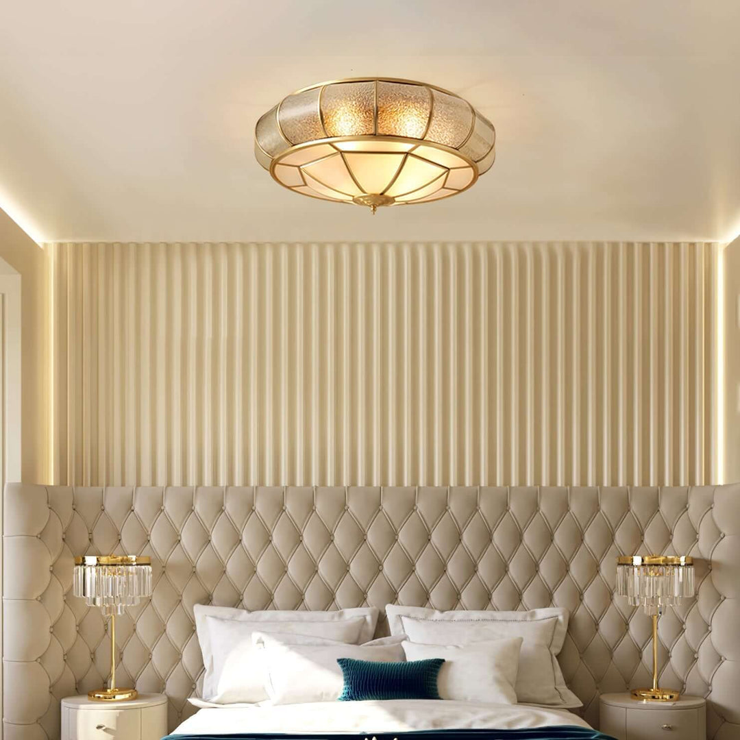 Round Textured Glass Ceiling Light Fixture