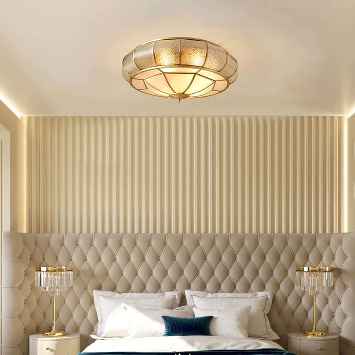 Round Textured Glass Ceiling Light Fixture