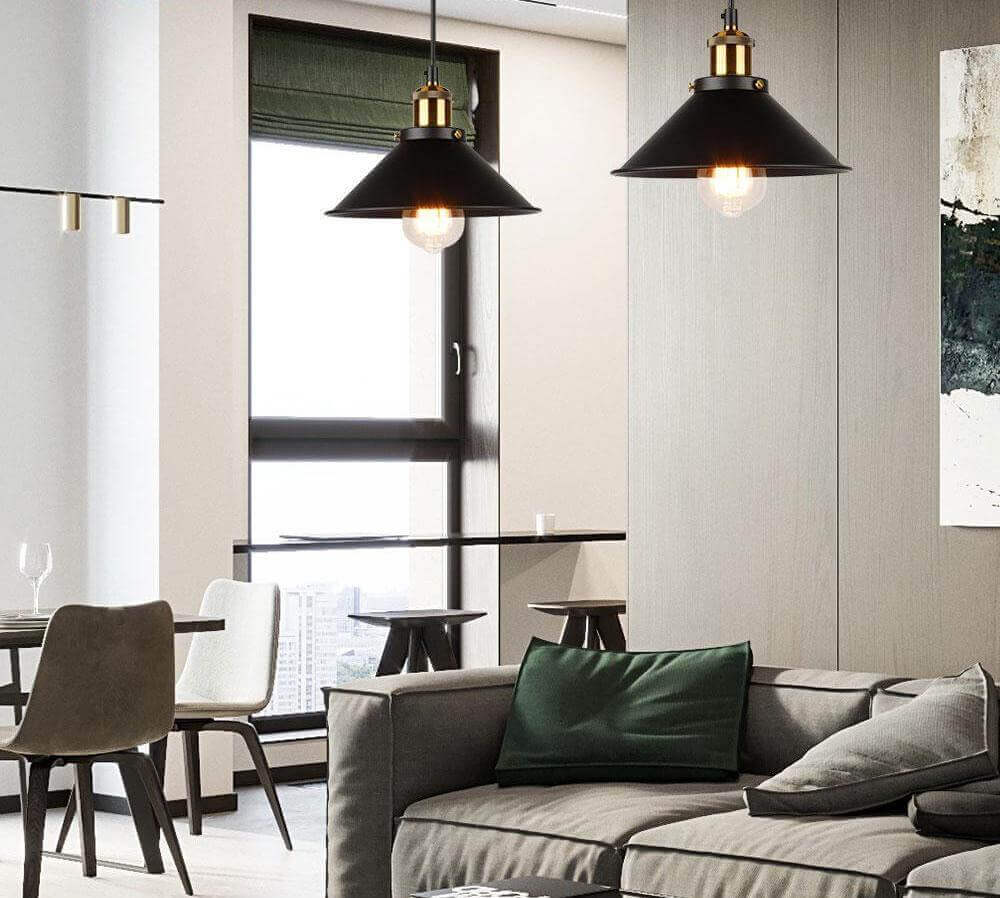Vintage Brass Cone Pendant Light