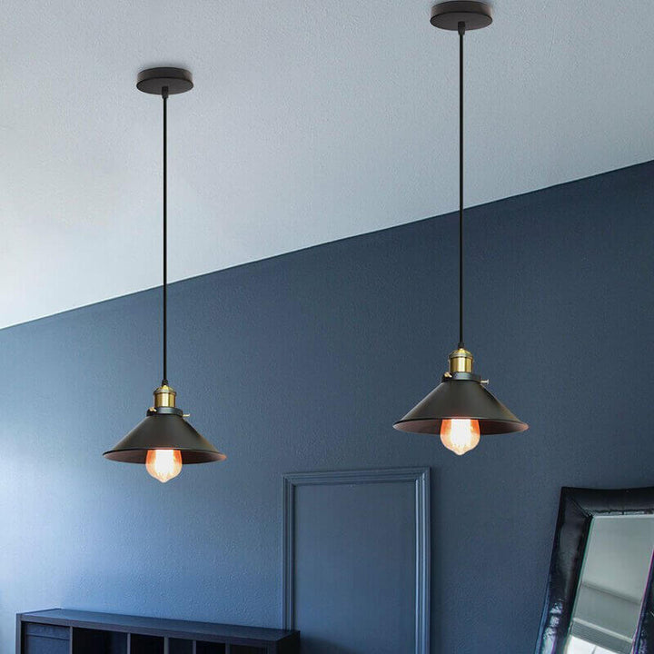 Vintage Brass Cone Pendant Light