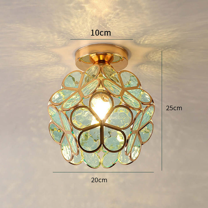 Floral Glass Ceiling Light Fixture for Hallway