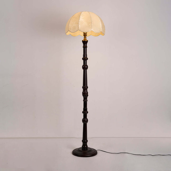 Elegant Wooden Floor Lamp with Fabric Shade