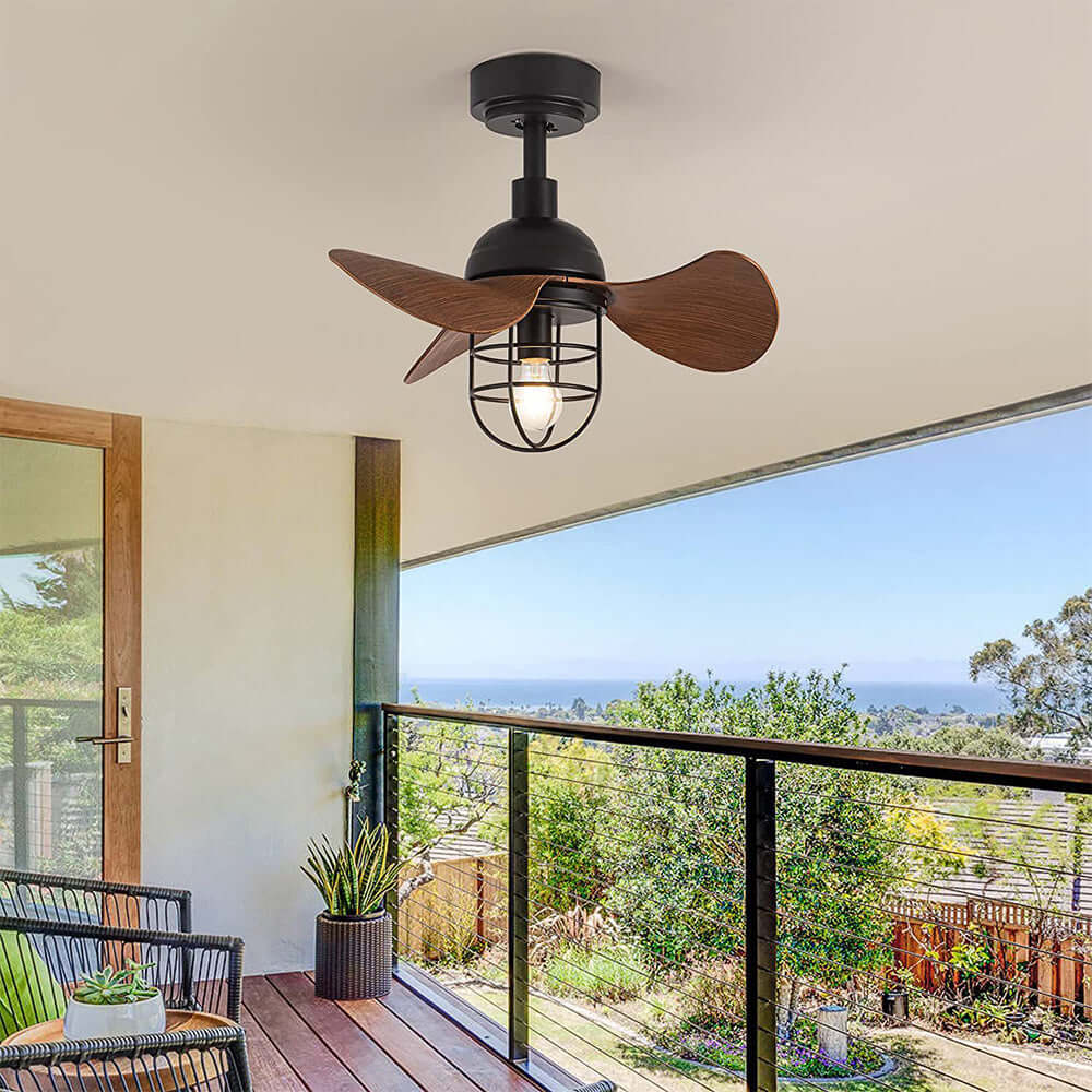 Dark Walnut Ceiling Fan with Light 22inch