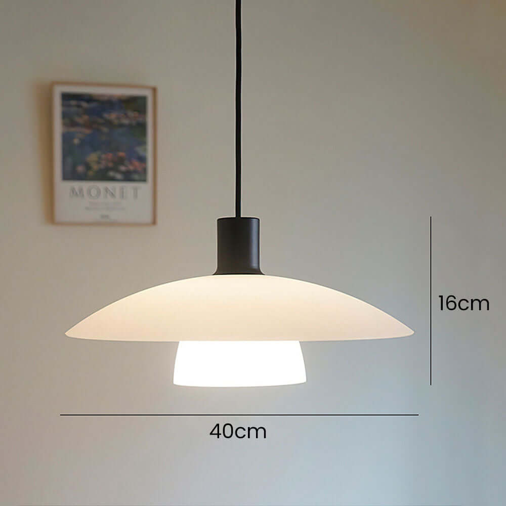 Modern White Glass Disc Pendant Light Fixture