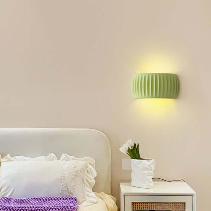 Ribbed Resin Wall Sconce - Art Deco Style
