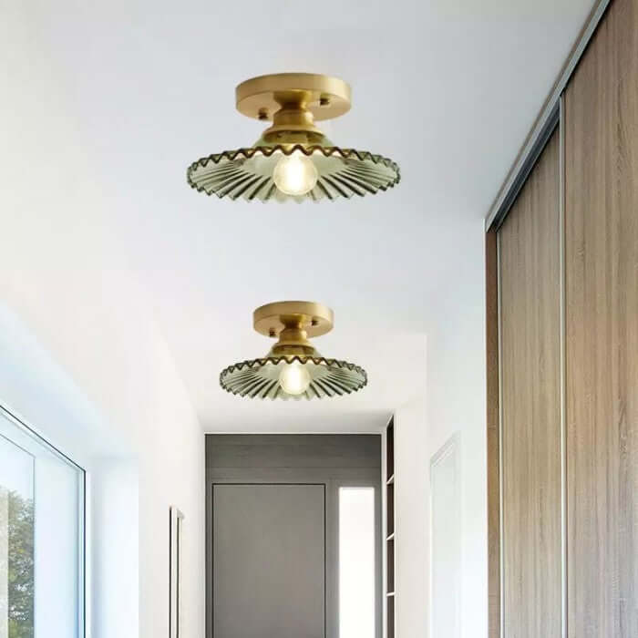 Vintage Style Clear Glass Ribbed Petal Ceiling Light