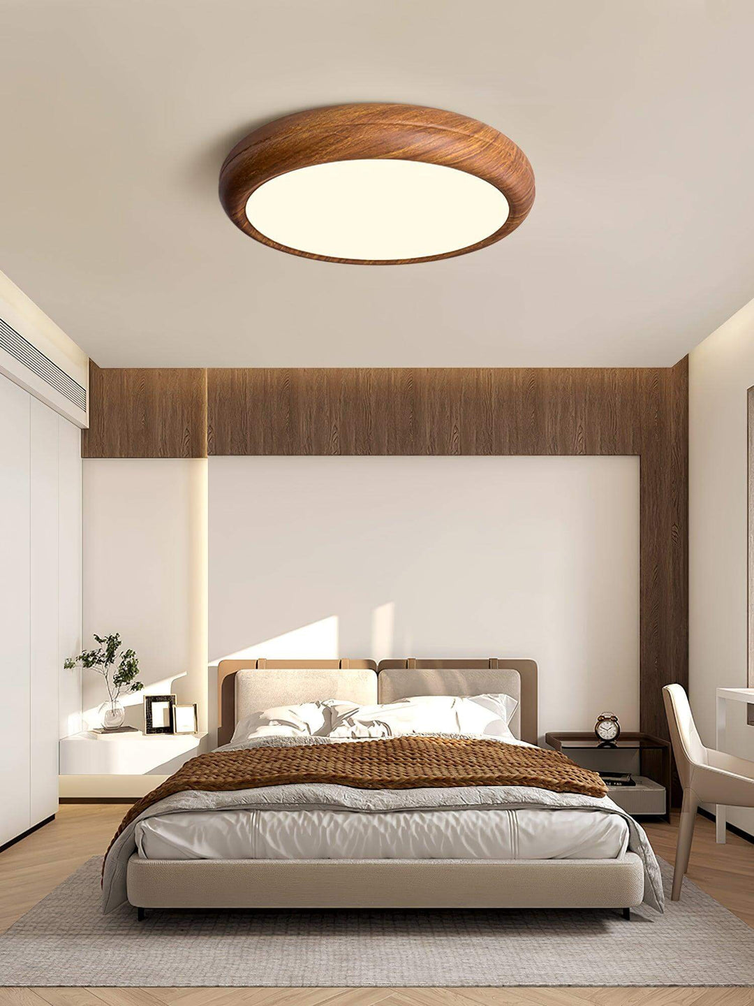 Modern Wood Grain LED Ceiling Light Fixture