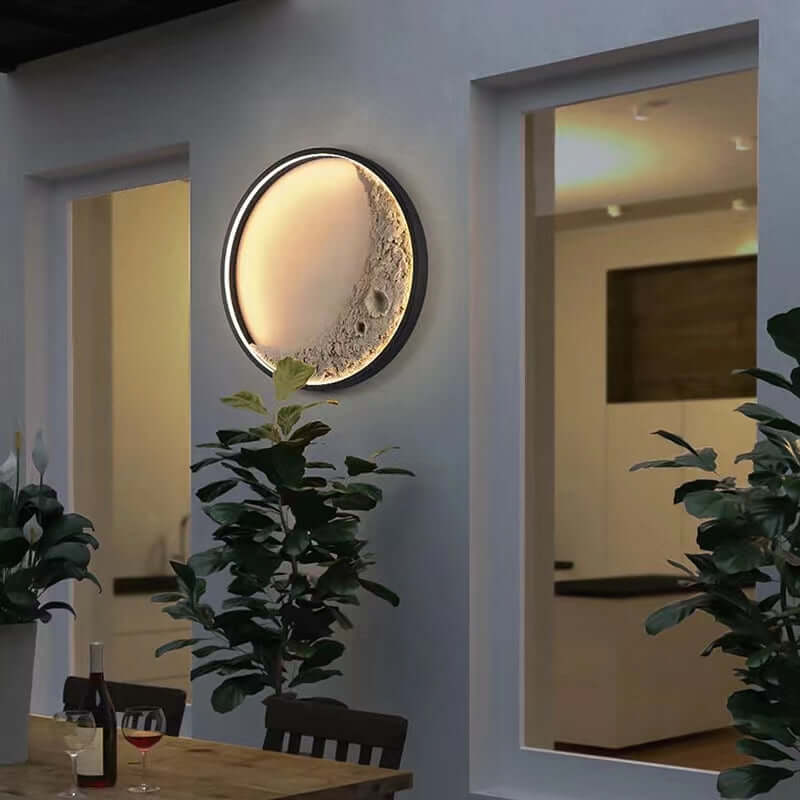 Modern Outdoor LED Moon Wall Light