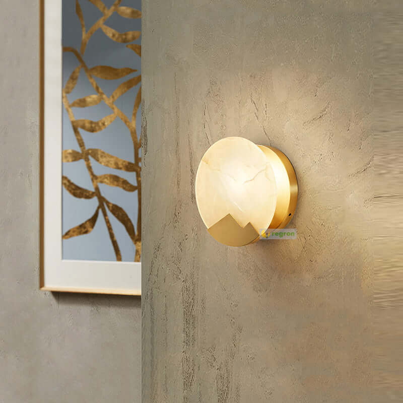 Elegant Marble Wall Light with Brass Accents