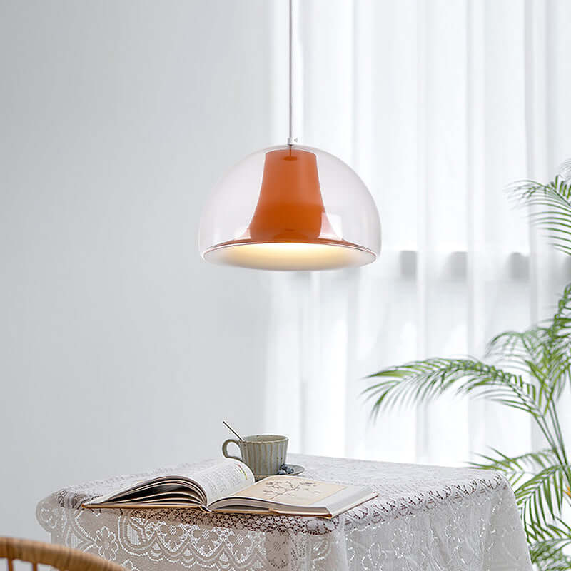 Modern Glass Pendant Lamp, Semicircular Jellyfish Design