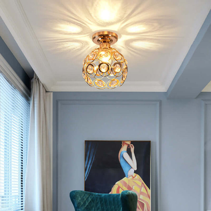 Luxury Gold Crystal Ball Ceiling Light Fixture