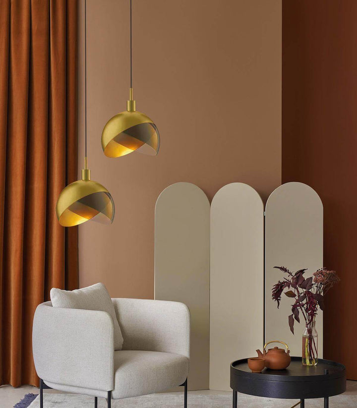 Gold Glass Pendant Light, Modern Hanging Ceiling Lamp