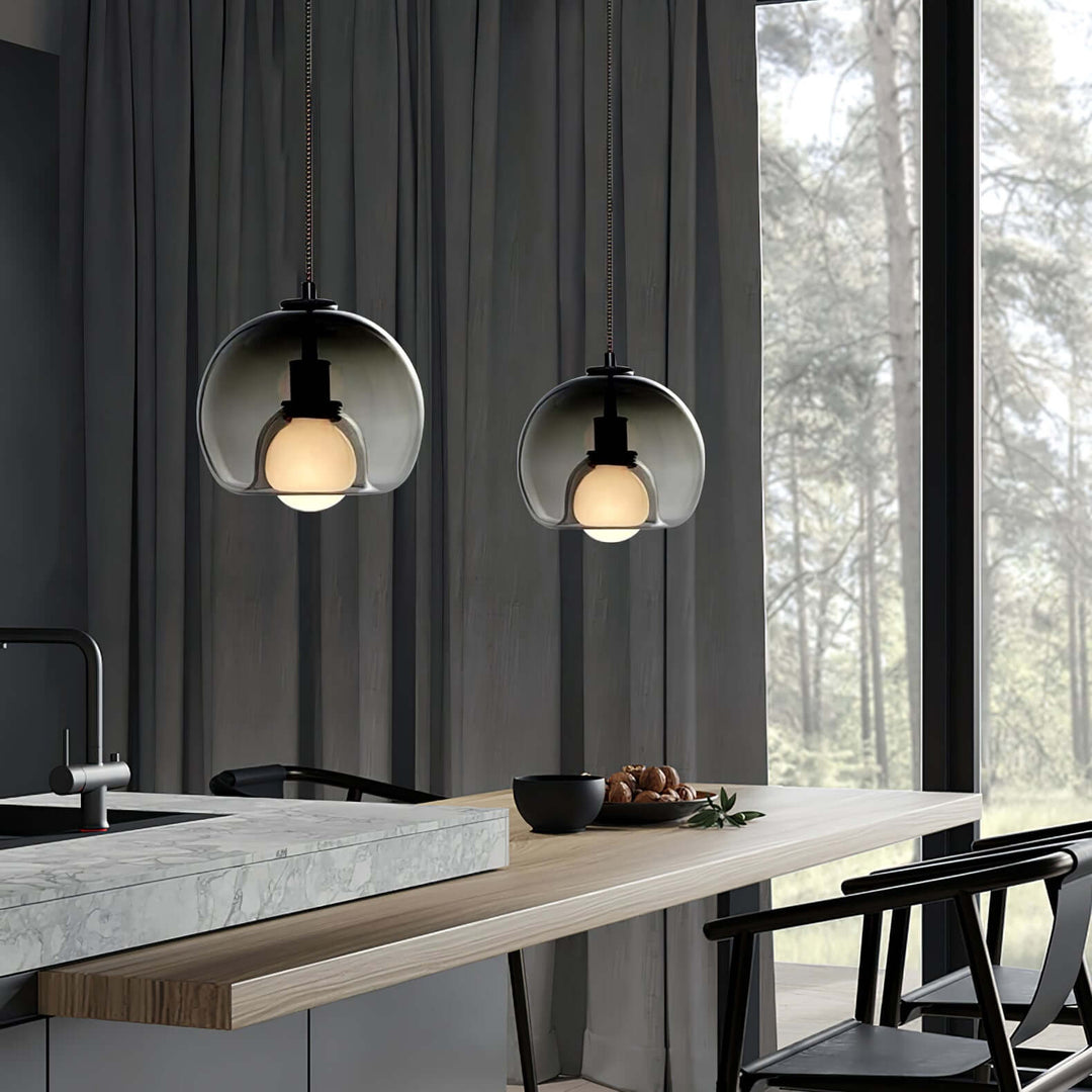 Modern Glass Pendant Light, 25cm Diameter