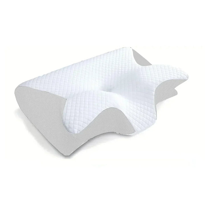 "2-in-1 memory foam cervical pillow, ergonomic design, contoured neck support, premium comfort, suitable for all sleepers."