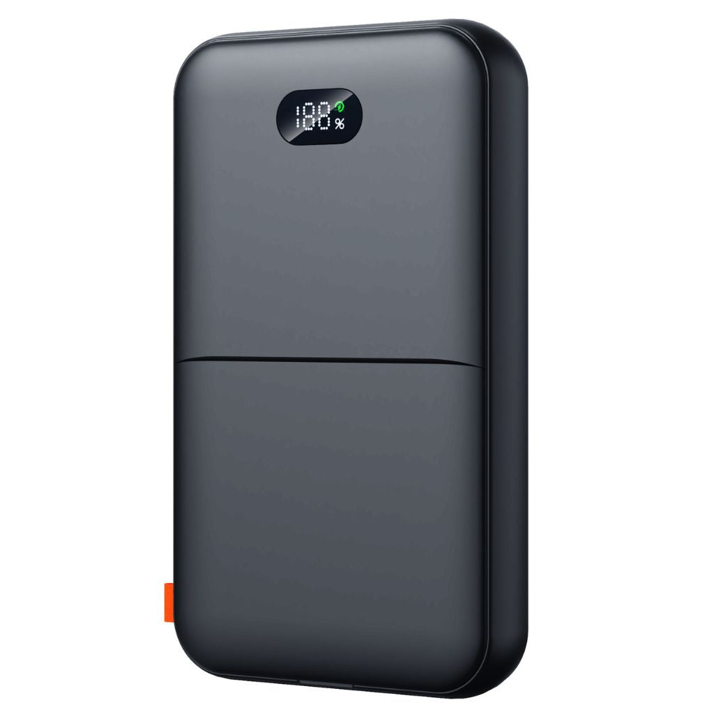 2-in-1 PowerBank with wireless, Type-C charging; sleek design, LED display, magnetic attachment, dual port for fast charge.