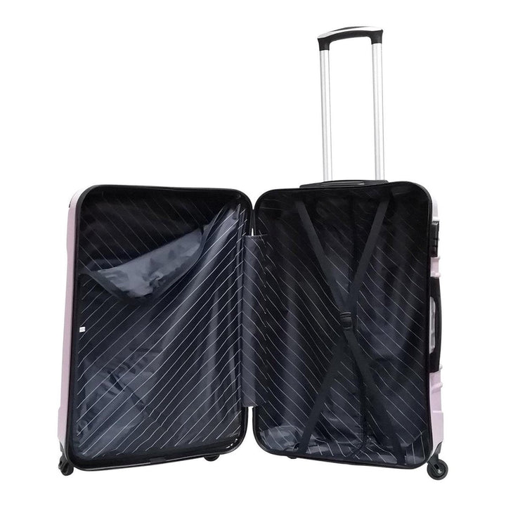 Travel in style with this 2-piece ABS hard shell luggage set, featuring smooth spinner wheels.