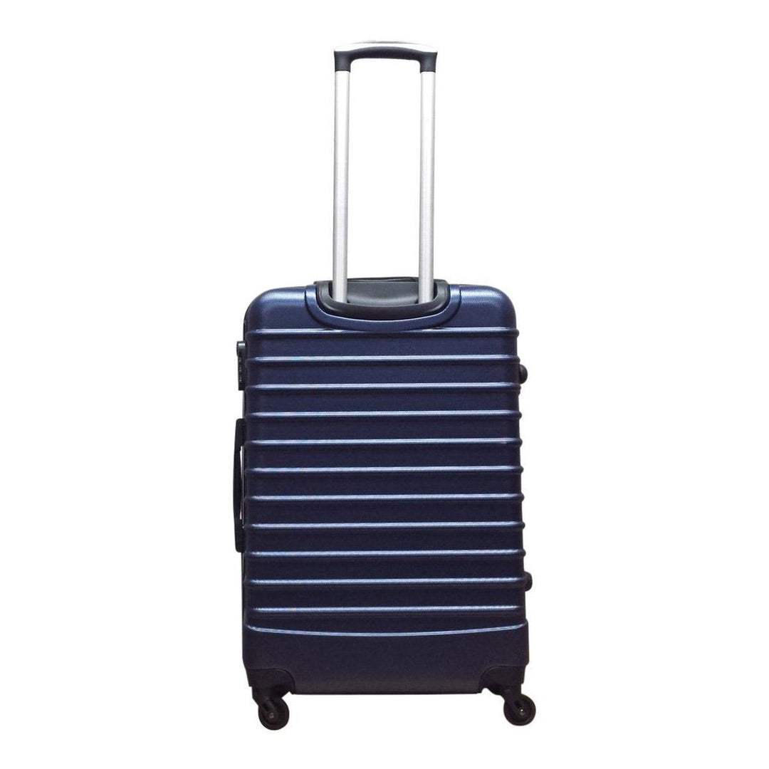 Two-piece ABS plastic hard shell suitcase set, a durable travel solution with spinner wheels.
