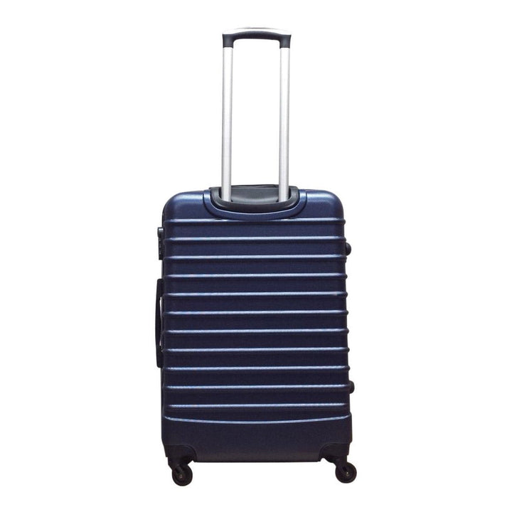 Two-piece ABS plastic hard shell suitcase set, a durable travel solution with spinner wheels.