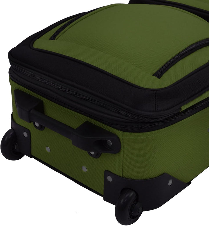Expanded 2-piece softside carry-on luggage set, showing extra packing capacity for travel.